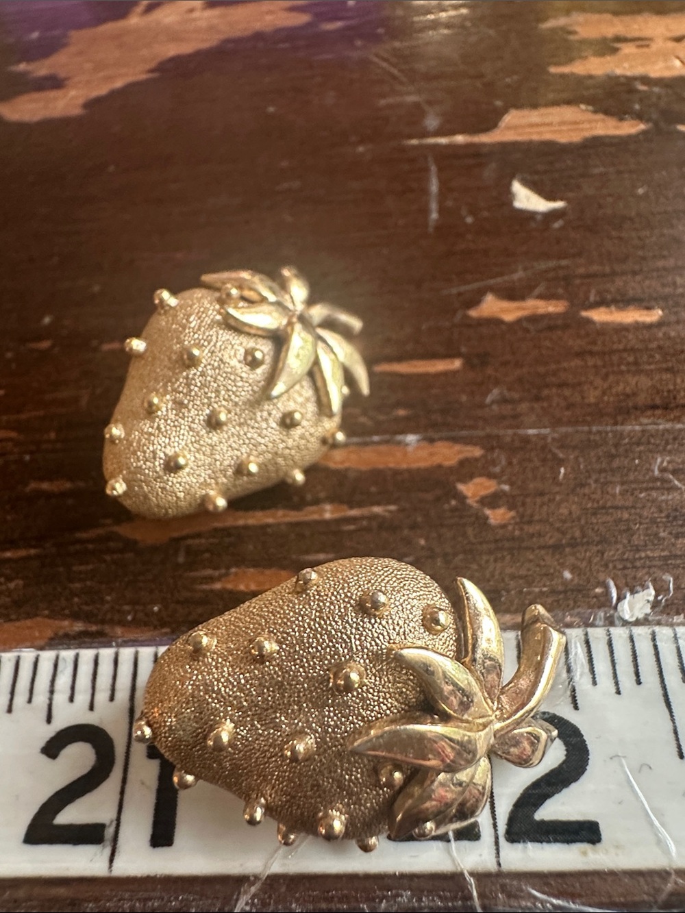 Crown Trifari 50s Heavy Gold Plate Strawberry Clips like new book listed